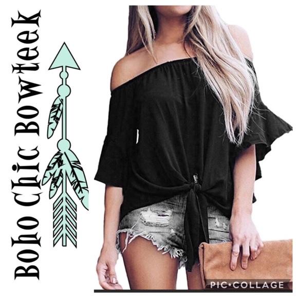 Tops - 🏆🔥 Restocked! Off Shoulder Knot Tie Top